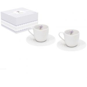 Набор из двух кофейных чашек с блюдцем Уютный Дом-Лаванда