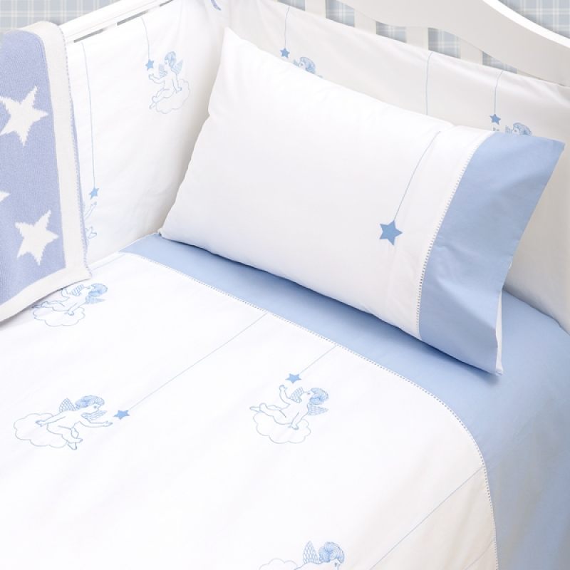 Комлект детского постельного белья "ANGELS", белый/голубой