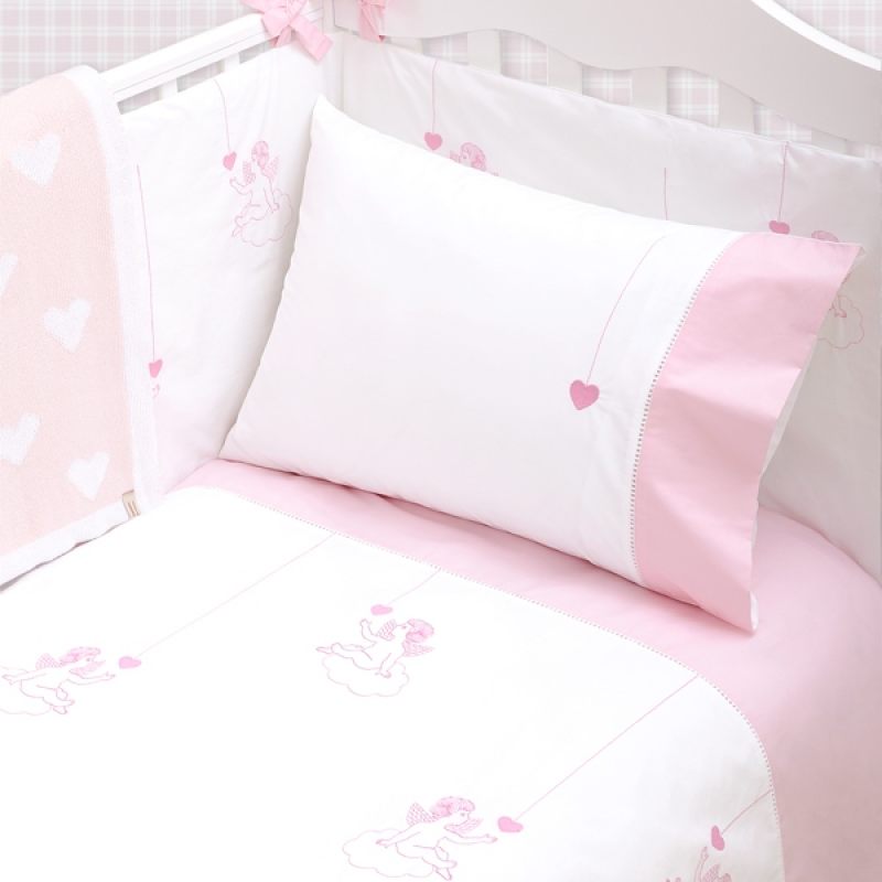 Комлект детского постельного белья "ANGELS", белый/розовый