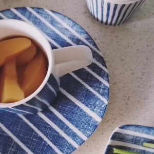 Чашка с блюдцем "Бриз" (белая с синими полосками) чайная без инд. упаковки