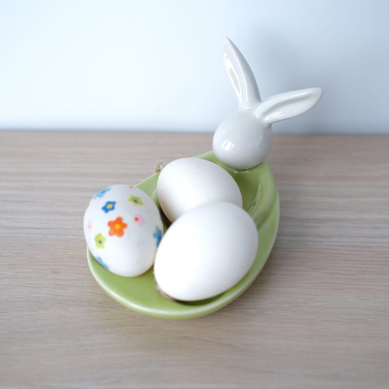 Подставка для яиц  "С кроликом" (белый/зеленый)