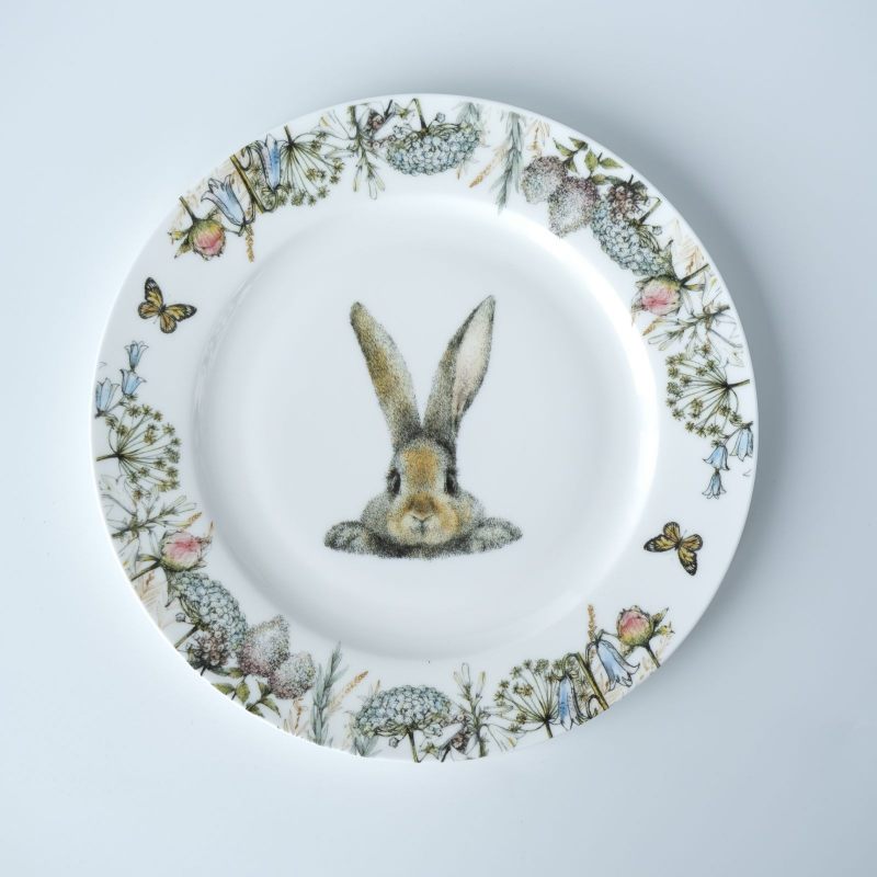 Тарелка десертная "Кролик в цветах"