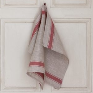Кухонное полотенце "KITCHEN TOWEL" натуральный/красная полоса