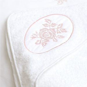 Детское полотенце с капюшоном "ROSE", белый/розовый