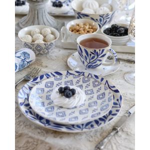 Тарелка десертная "Elegance" с синими ромбами