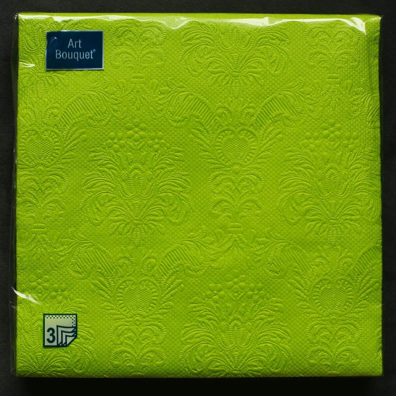 Салфетки бумажные трехслойные "Барокко. Светло-зеленый"