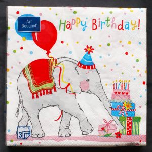 Салфетки бумажные трехслойные "День рождения слона"
