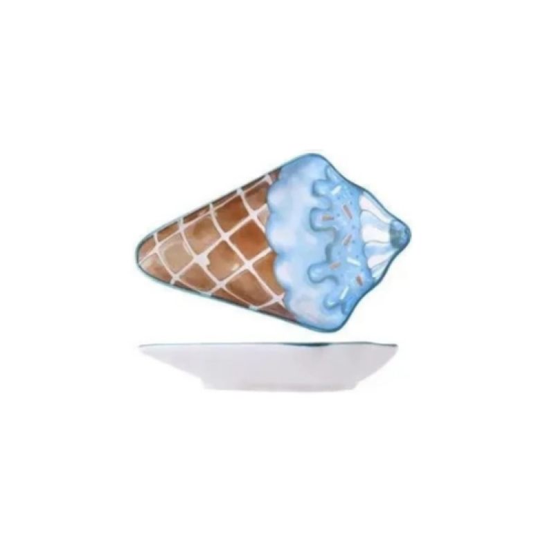 Тарелка "Мороженое Вафельный рожок" (голубой)