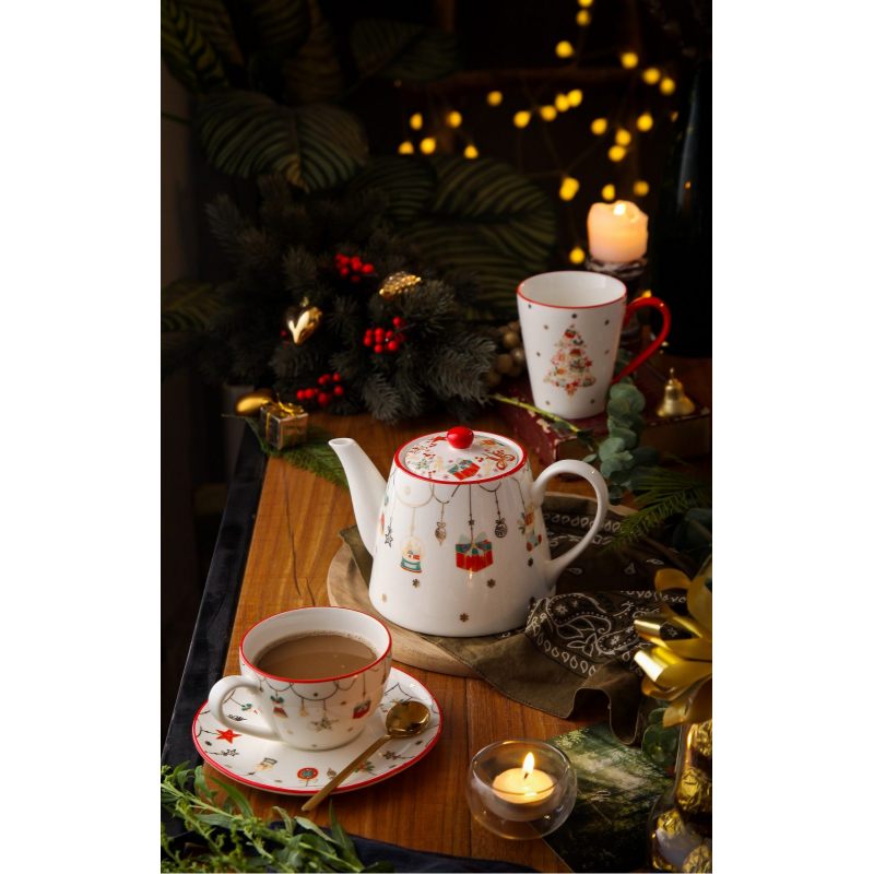 Новогодний чайный набор "Christmas Gift": чайник + 6 кружек
