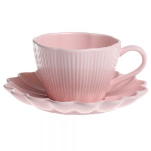 Чашка с блюдцем для кофе "Lotus magic" розовая