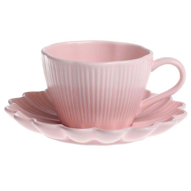 Чашка с блюдцем для кофе "Lotus magic" розовая