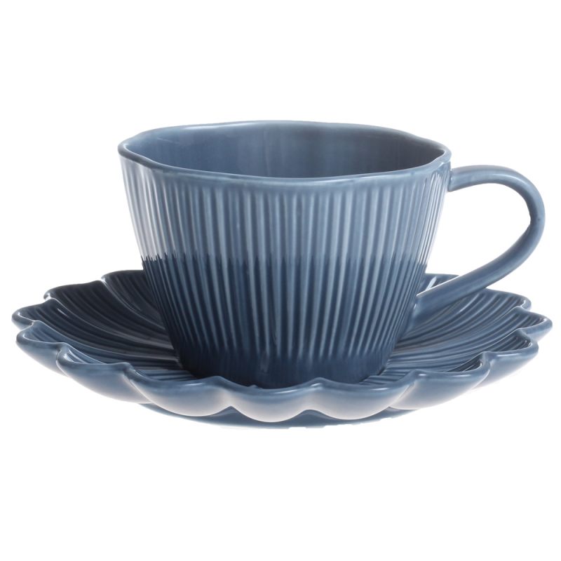 Чашка с блюдцем для чая "Lotus magic" голубая