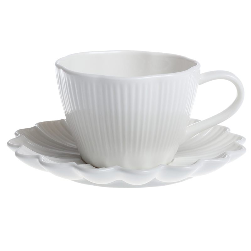 Чашка с блюдцем для чая "Lotus magic" белая