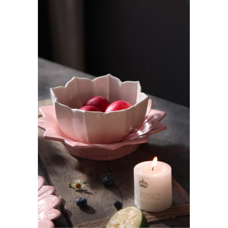 Тарелка суповая "Lotus magic" розовая 22см
