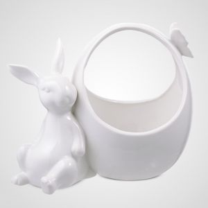 Конфетница-корзинка керамическая с кроликом-зефиром