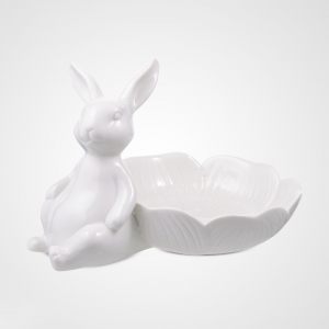 Конфетница-цветок керамическая с кроликом-зефиром