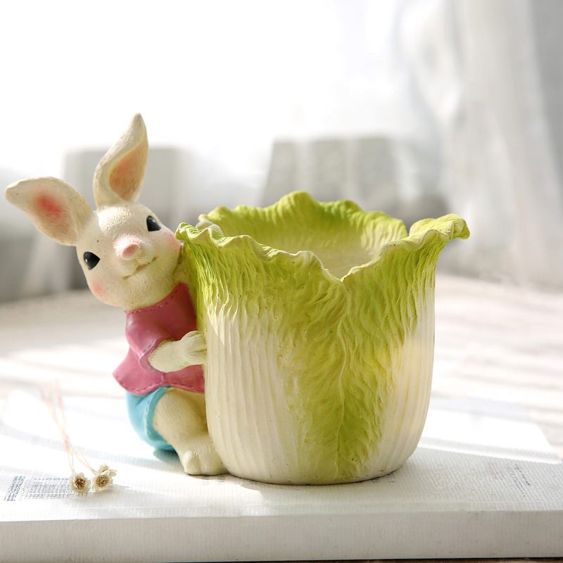 Цветочный горшок/кашпо для цветов "Кролик с капустой"