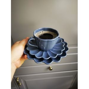 Кофейная пара "Lotus magic" 150мл тёмно-синяя