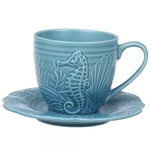 Чайная пара "Морская" 265 мл небесно-голубая из летней коллекции "Marine World Collection"