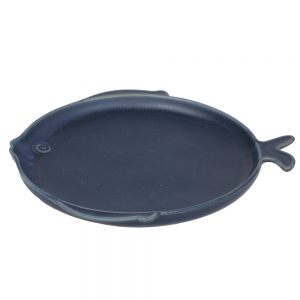 Тарелка обеденная "Морская" в форме рыбы тёмно-синяя из летней коллекции "Marine World Collection"