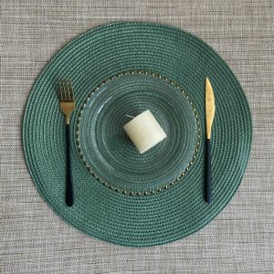 Салфетка сервировочная / салфетка под тарелку круглая зеленая
