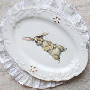 Блюдо сервировочное овальное пасхальное "Rabbits collection" 36 см