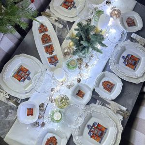 Новогодний сервиз на 6 персон "Snow Town" с чайными парами 29 предметов в подарочной упаковке