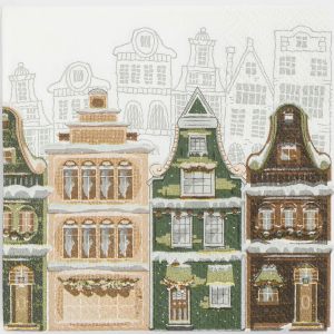 Новогодние салфетки бумажные трехслойные "Town Дома"