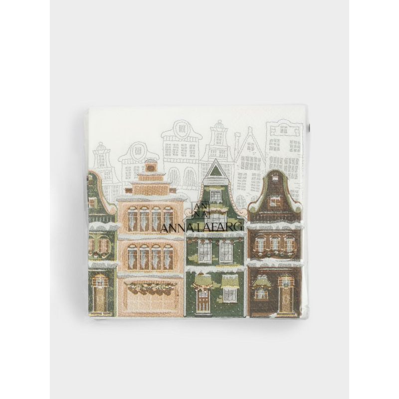 Новогодние салфетки бумажные трехслойные "Town Дома"