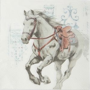Новогодние салфетки бумажные трехслойные "White horse"