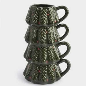 Новогодние кружки в форме елки, набор из 4шт