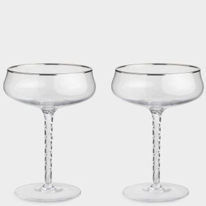 Новогодний бокал-креманка для шампанского "Rhapsody" 250 мл, 2 шт с серебристым кантом