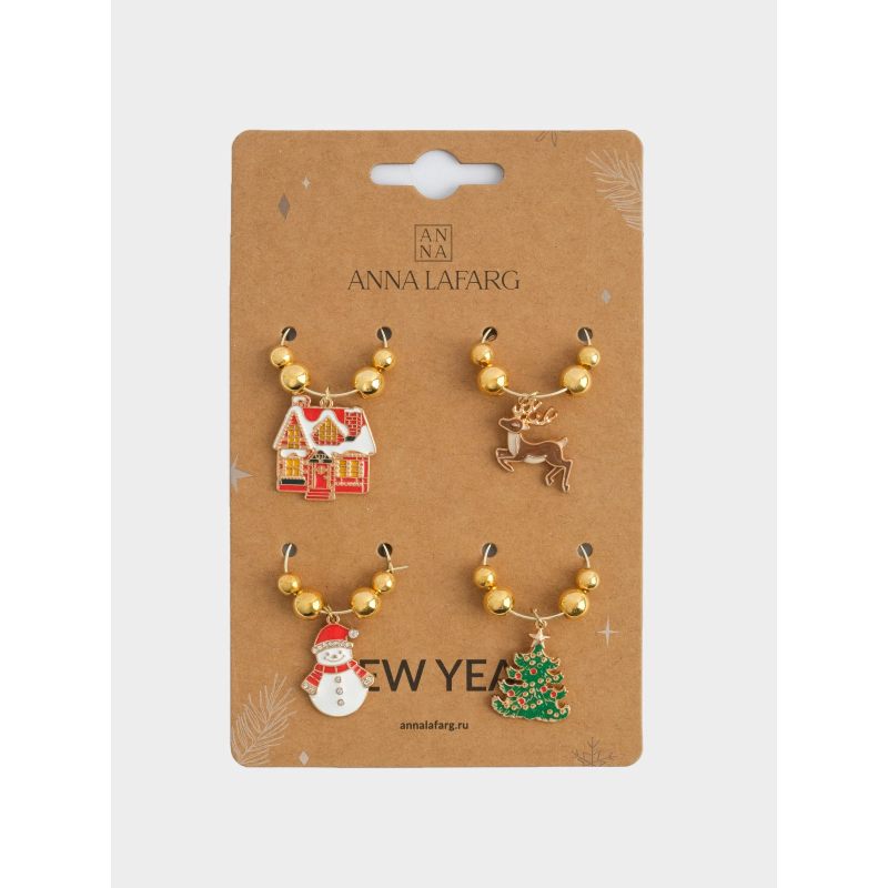 Набор подвесок для бокалов "Новогодние символы" 4 шт