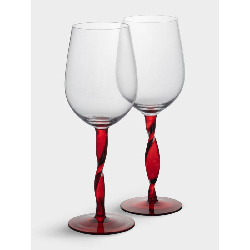 Новогодний набор бокалов для вина "Villalago" на красной ножке 540 мл, 2 шт