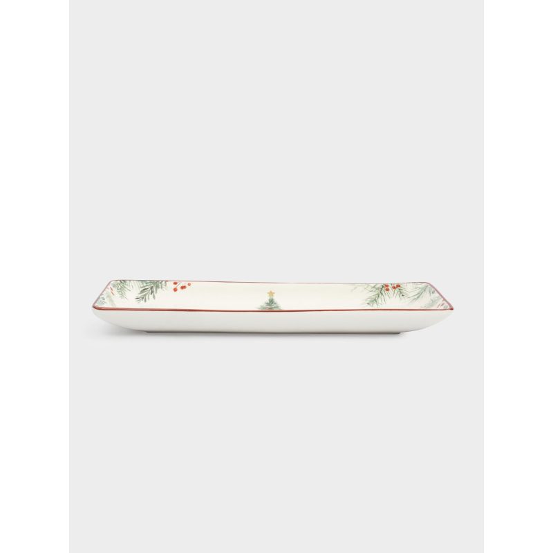 Новогоднее прямоугольное блюдо "Лошадка у елки" 34 см в подарочной упаковке