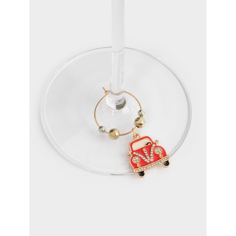 Новогодний набор для украшения стола "Домик в снегу" пробка для бутылки и 4 подвесов для бокалов