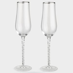 Новогодний набор бокалов для шампанского "Rhapsody" 230 мл, 2 шт с серебристым кантом