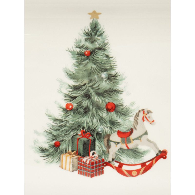 Новогоднее прямоугольное блюдо "Лошадка у елки" 34 см в подарочной упаковке