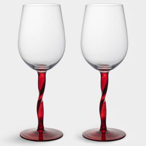 Новогодний набор бокалов для вина "Villalago" на красной ножке 540 мл, 2 шт