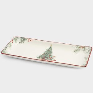 Новогоднее прямоугольное блюдо "Лошадка у елки" 34 см в подарочной упаковке