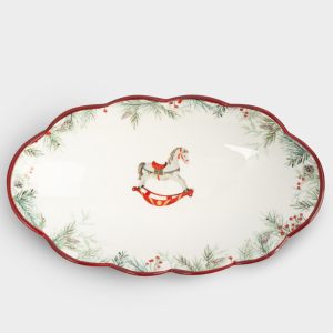 Новогоднее овальное блюдо "Festival Лошадка" 31 см