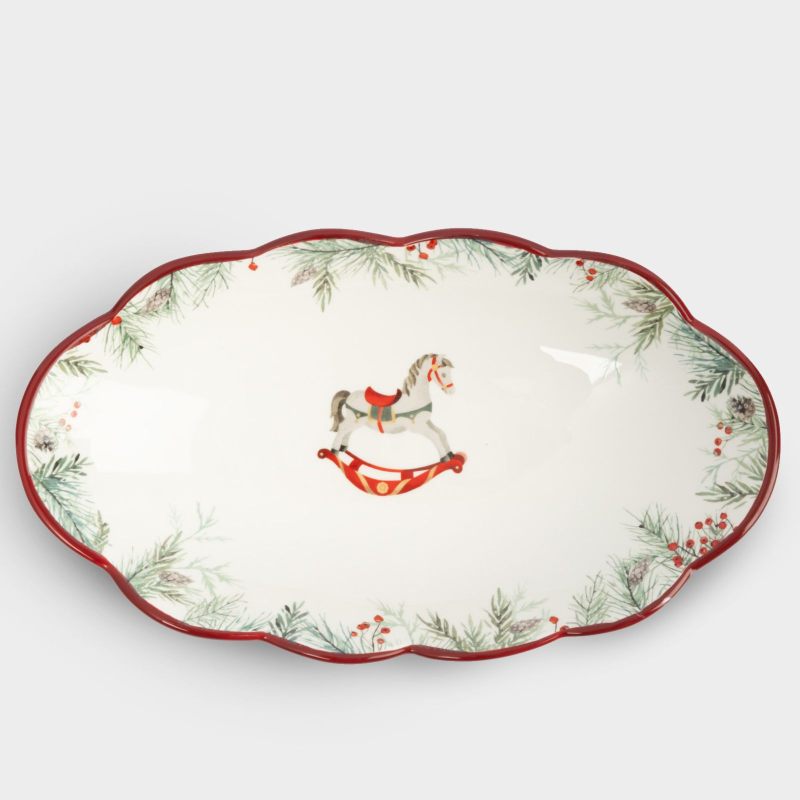 Новогоднее овальное блюдо "Festival Лошадка" 31 см
