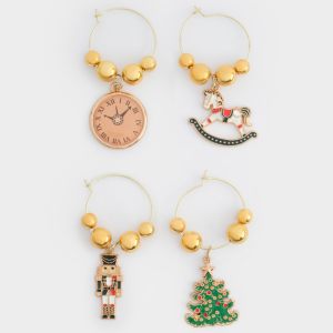 Набор подвесок для бокалов "Елка с игрушками" 4 шт