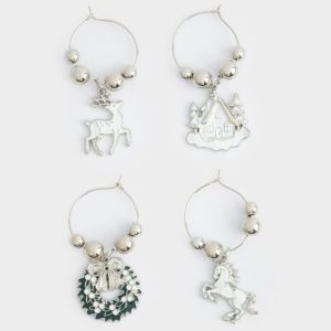 Новогодний набор подвесок для бокалов "Лошадь-символ года 2026" 4 шт