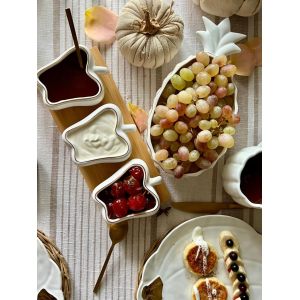 Набор для сервировки "Harvest Collection Перец" 3 чаши на бамбуковом подносе, с золотым ободком