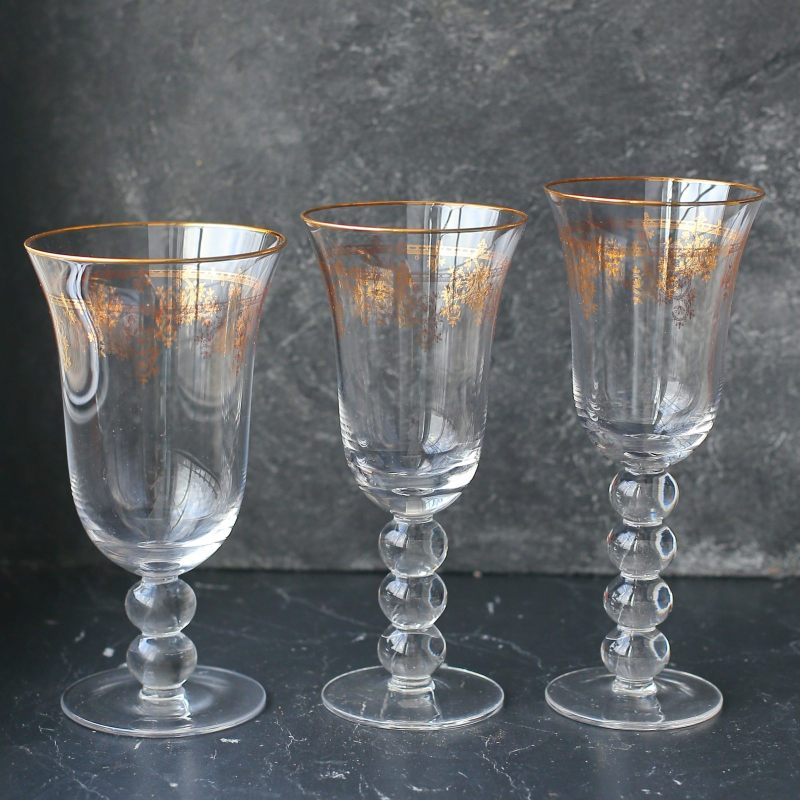 Новогодний набор бокалов в винтажном стиле "Людовик", 3 вида