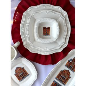 Новогодний сервиз "Snow Town" на 6 персон с чайными парами, на 19 предметов