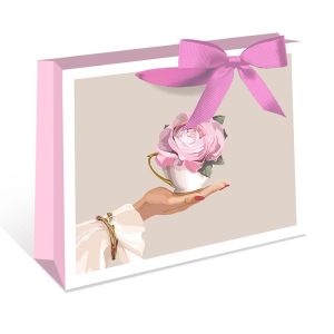 Пакет подарочный "Чашка с цветком" 23х18х10 см