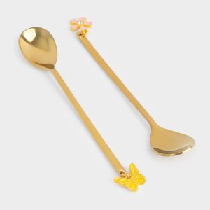 Подарочный набор десертных ложек "Бабочка и цветок" 2 шт
