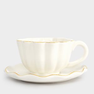 Чайная пара с золотистым кантом "Blossom" 370 мл